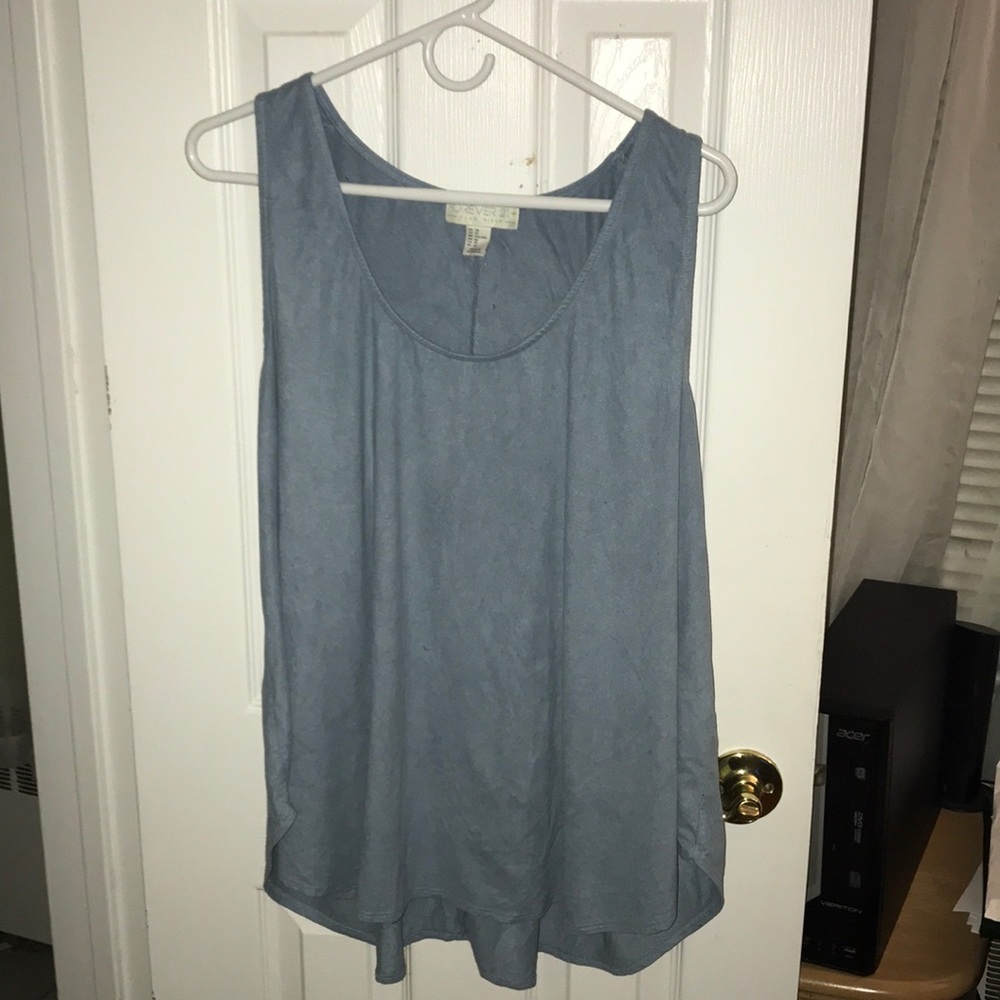 blue suede material shirt
